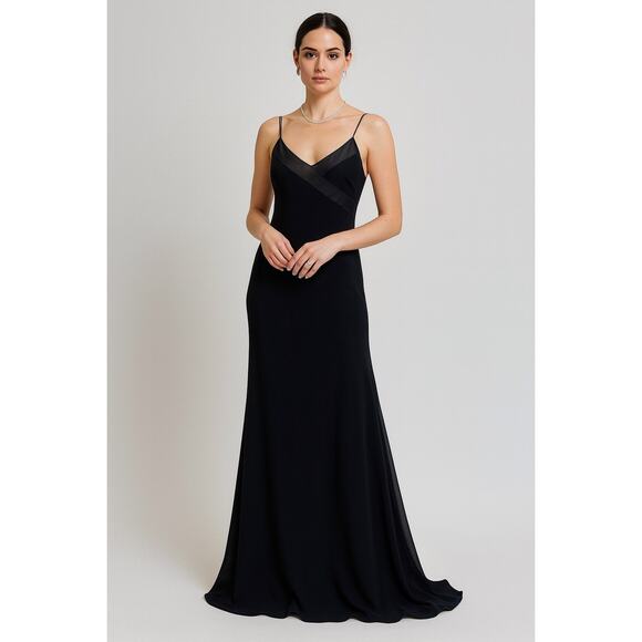 Giorgio Armani Black Silk Evening Gown Strappy Long Designer Authentic Small - Picture 1 of 10